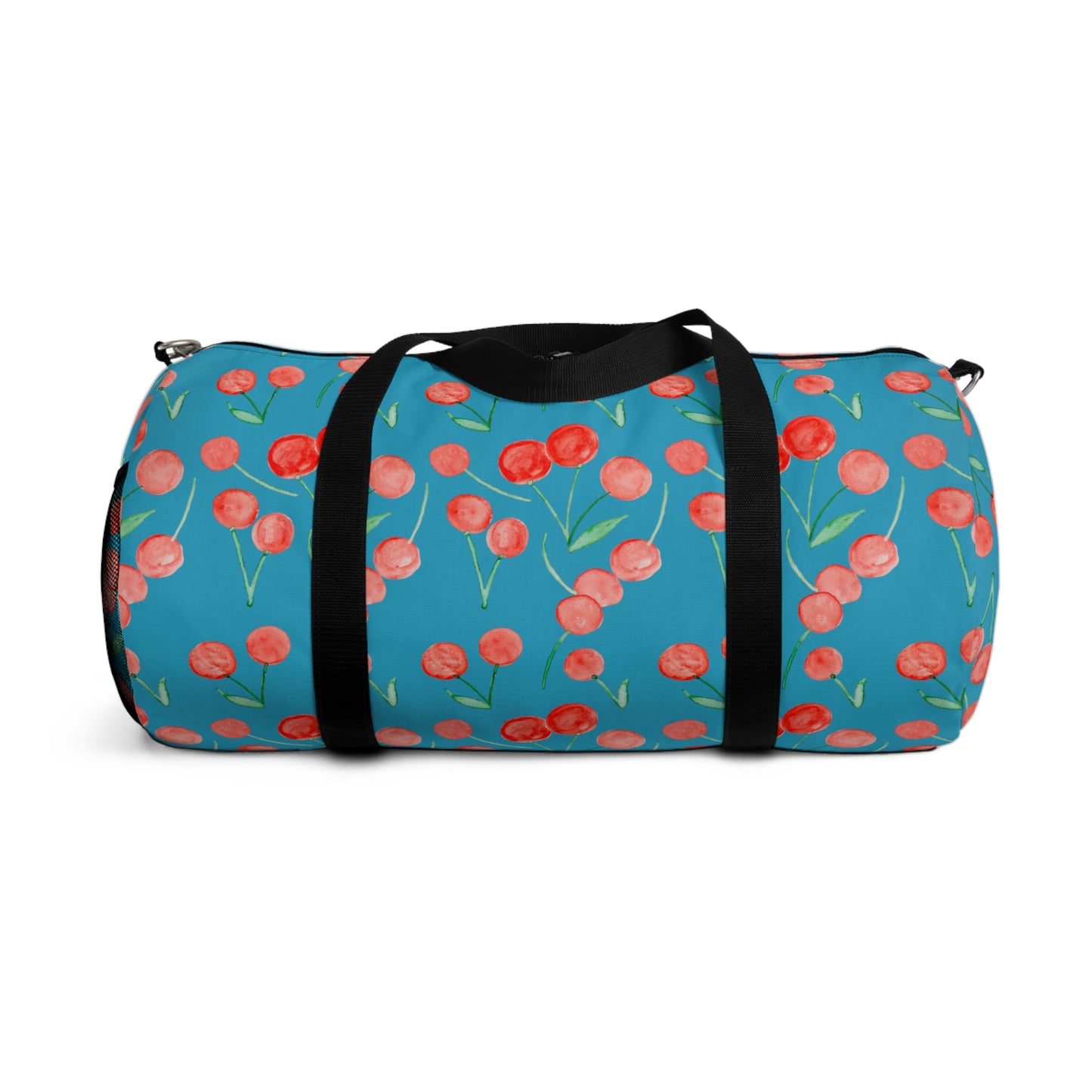 Cherry Pattern Duffel Bag | Blue Cherry Print Travel Bag