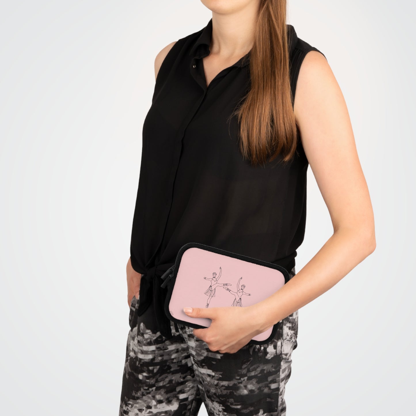 Ballet Dancer Laptop Sleeve — Minimalist Pointe Silhouette Neoprene Sleeve