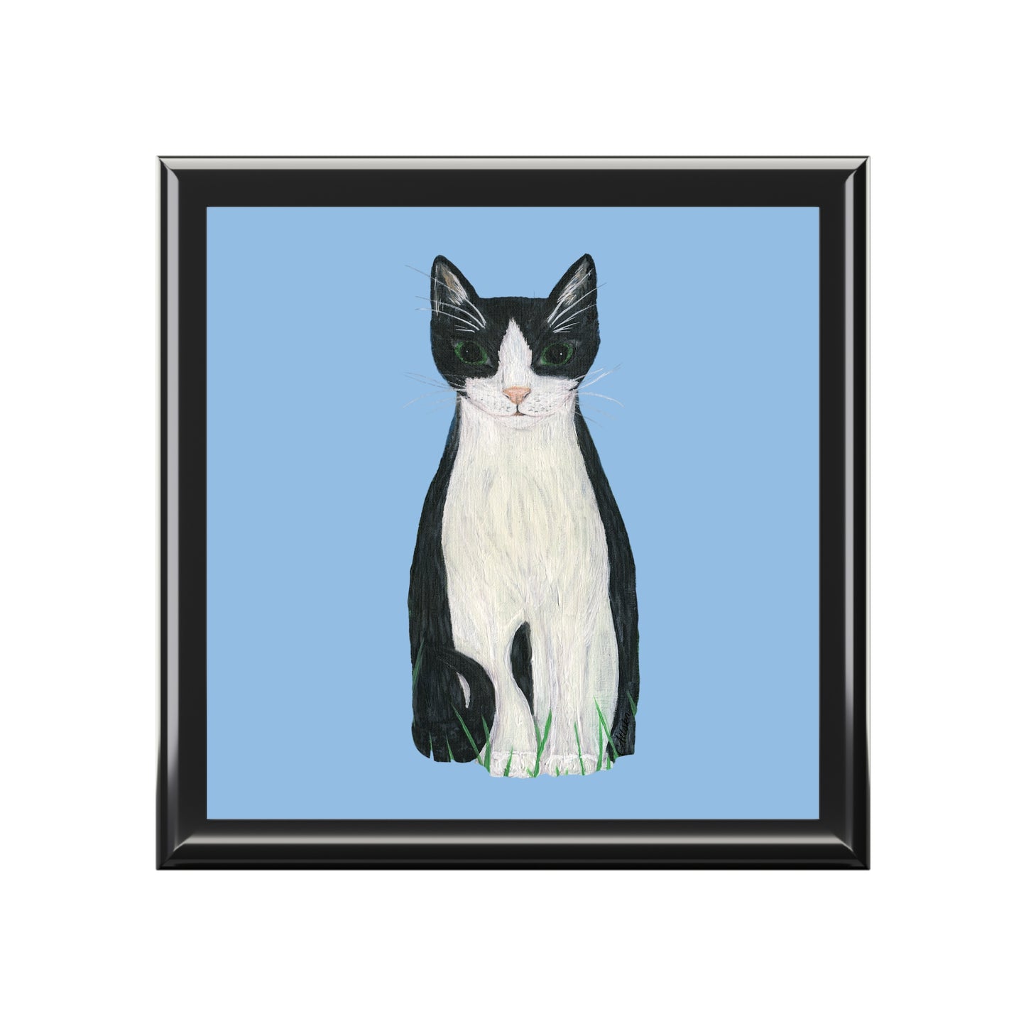 Minuet Tuxedo Cat Blue Jewelry Box